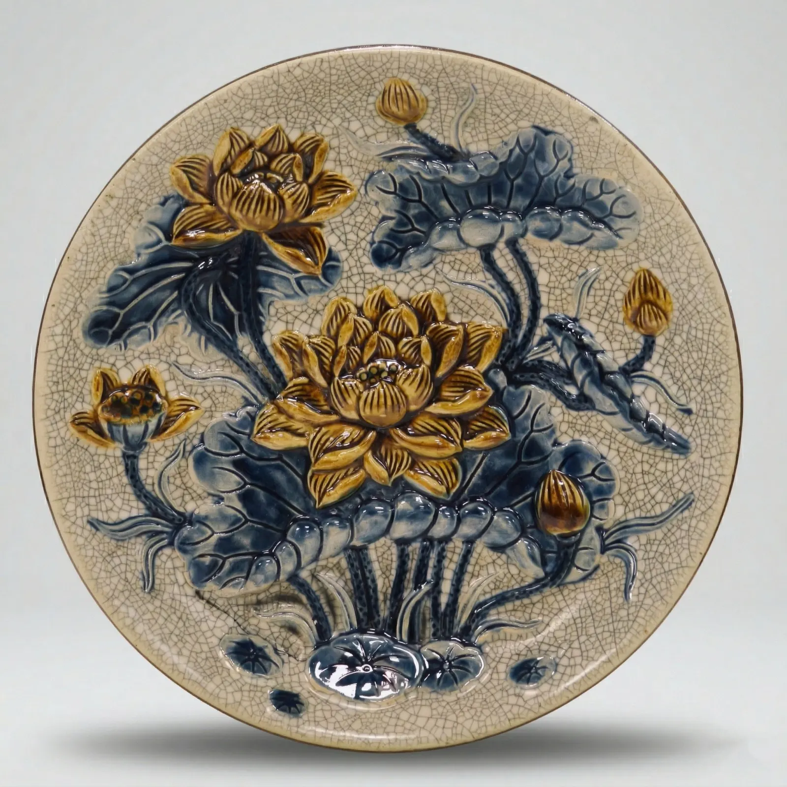 Mâm bồng men RẠN - 20 cm / Sen