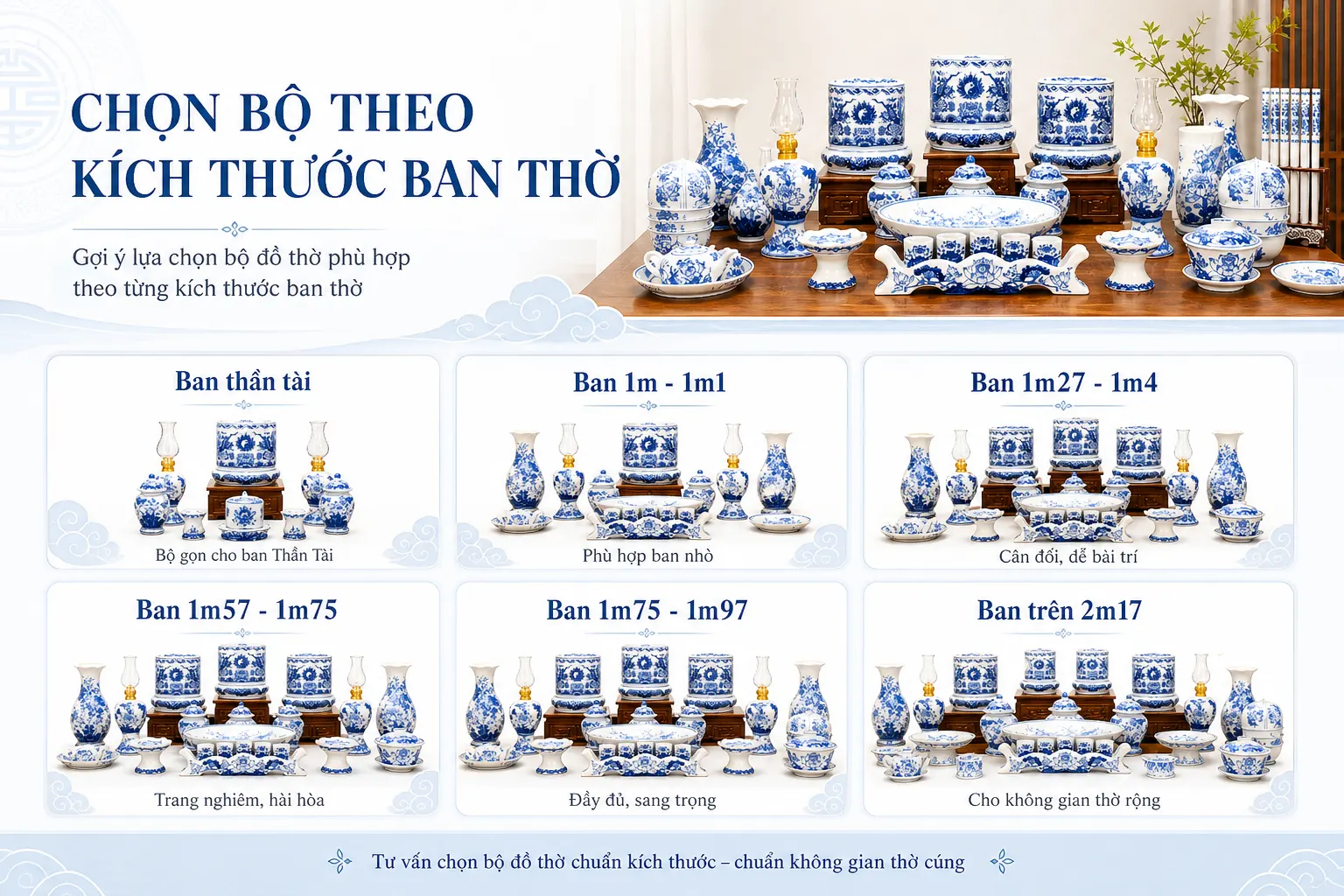 Chọn bộ theo kích thước ban thờ