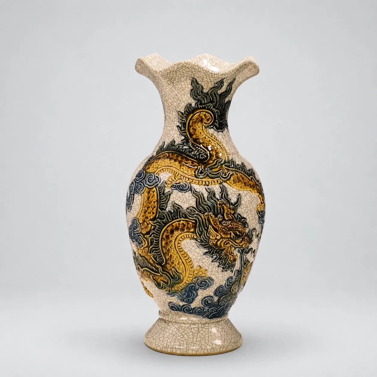 Lọ hoa men RẠN - 25 cm / Sen ảnh 5