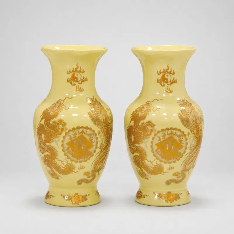 Lọ hoa lượn men VÀNG ánh kim