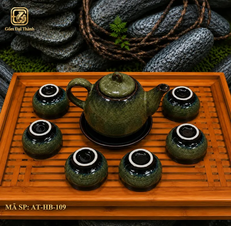 Bộ ấm chén men thỏ hỏa biến