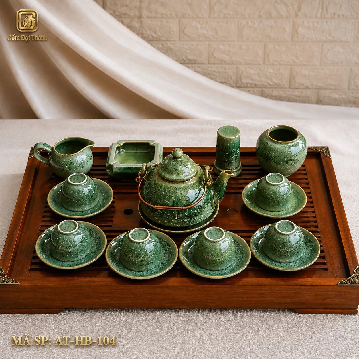 Bộ ấm chén men pha lê lòng hoa hỏa biến