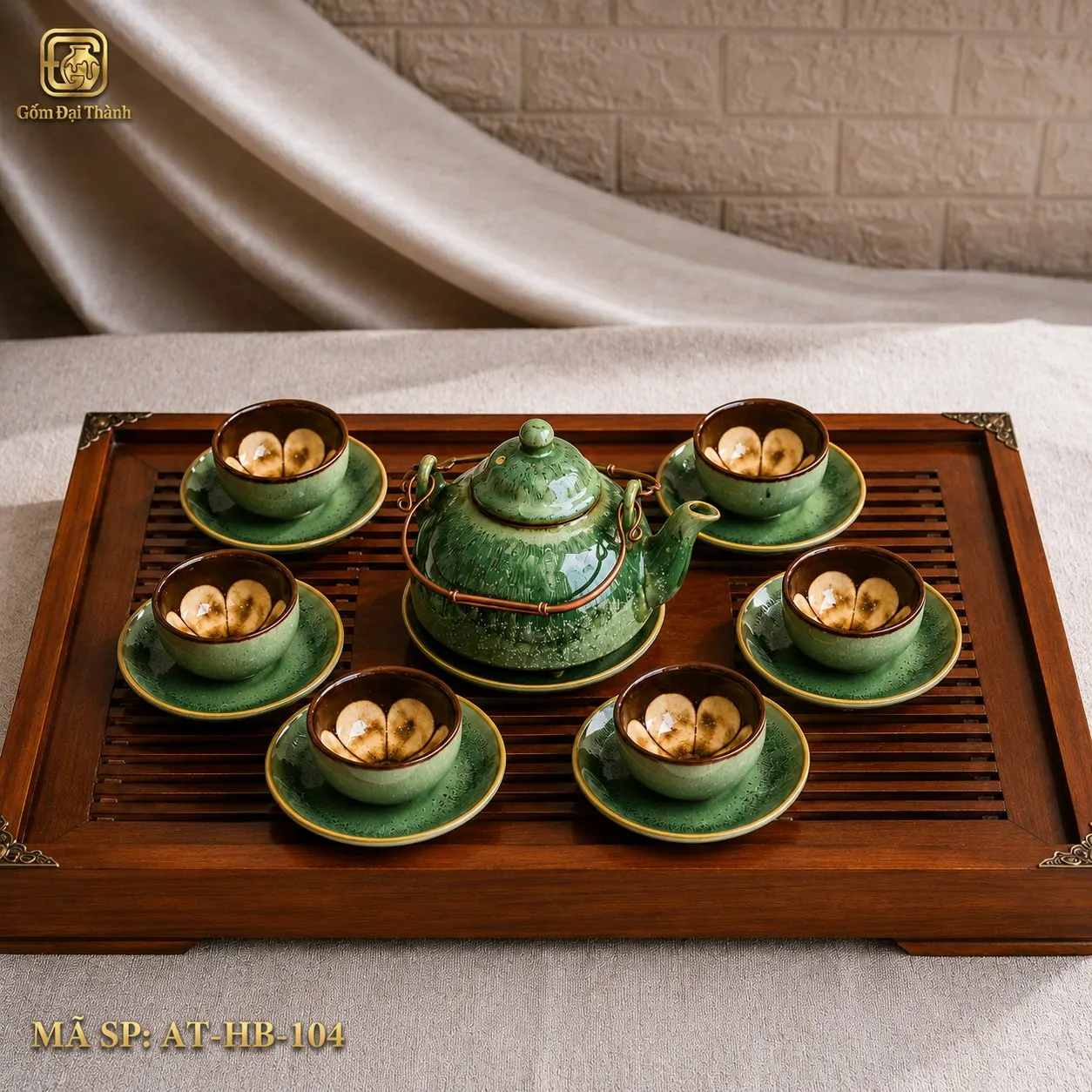 Bộ ấm chén men pha lê lòng hoa hỏa biến ảnh 3