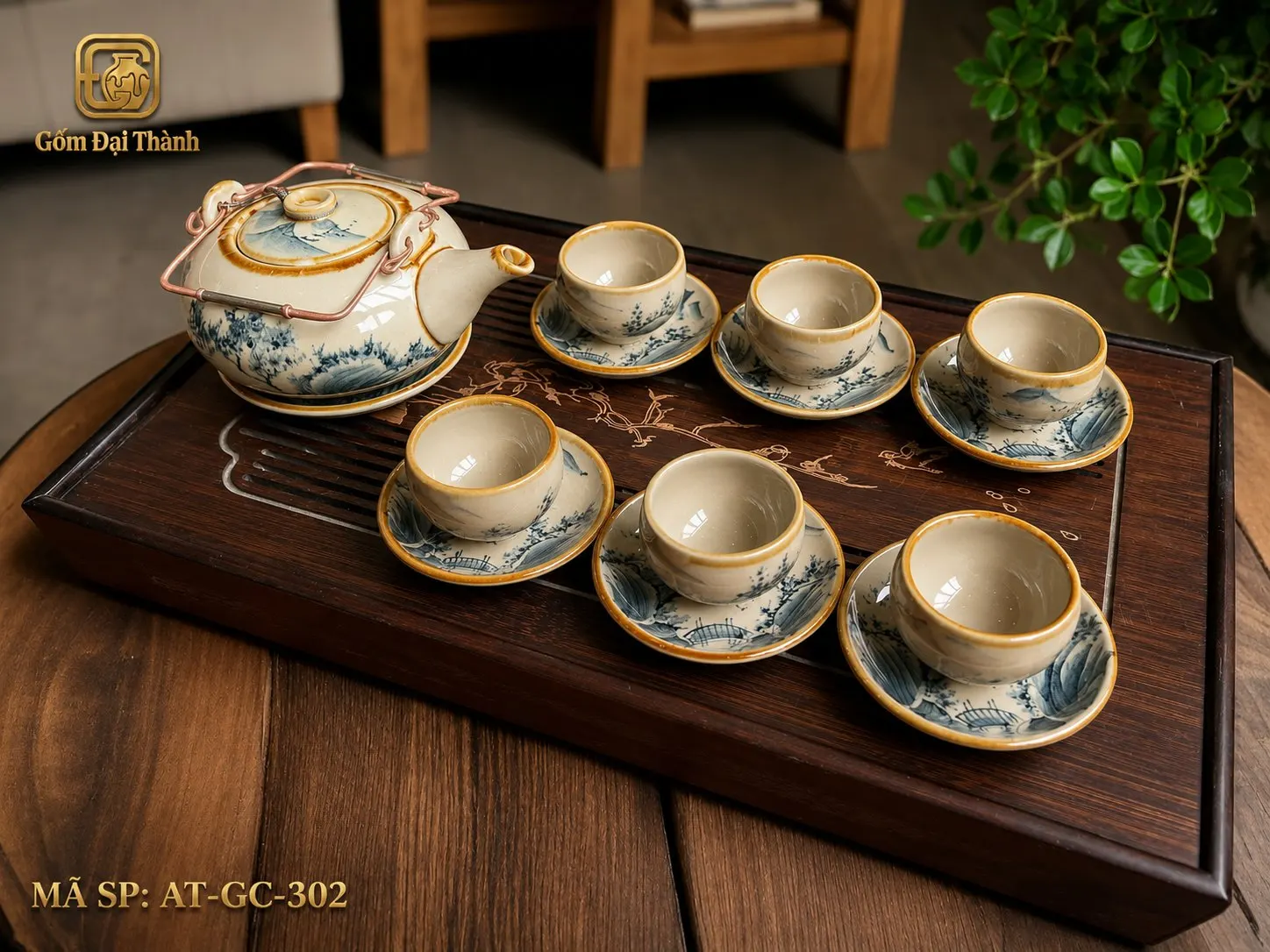 Bộ ấm chén giang tây sơn thủy giả cổ