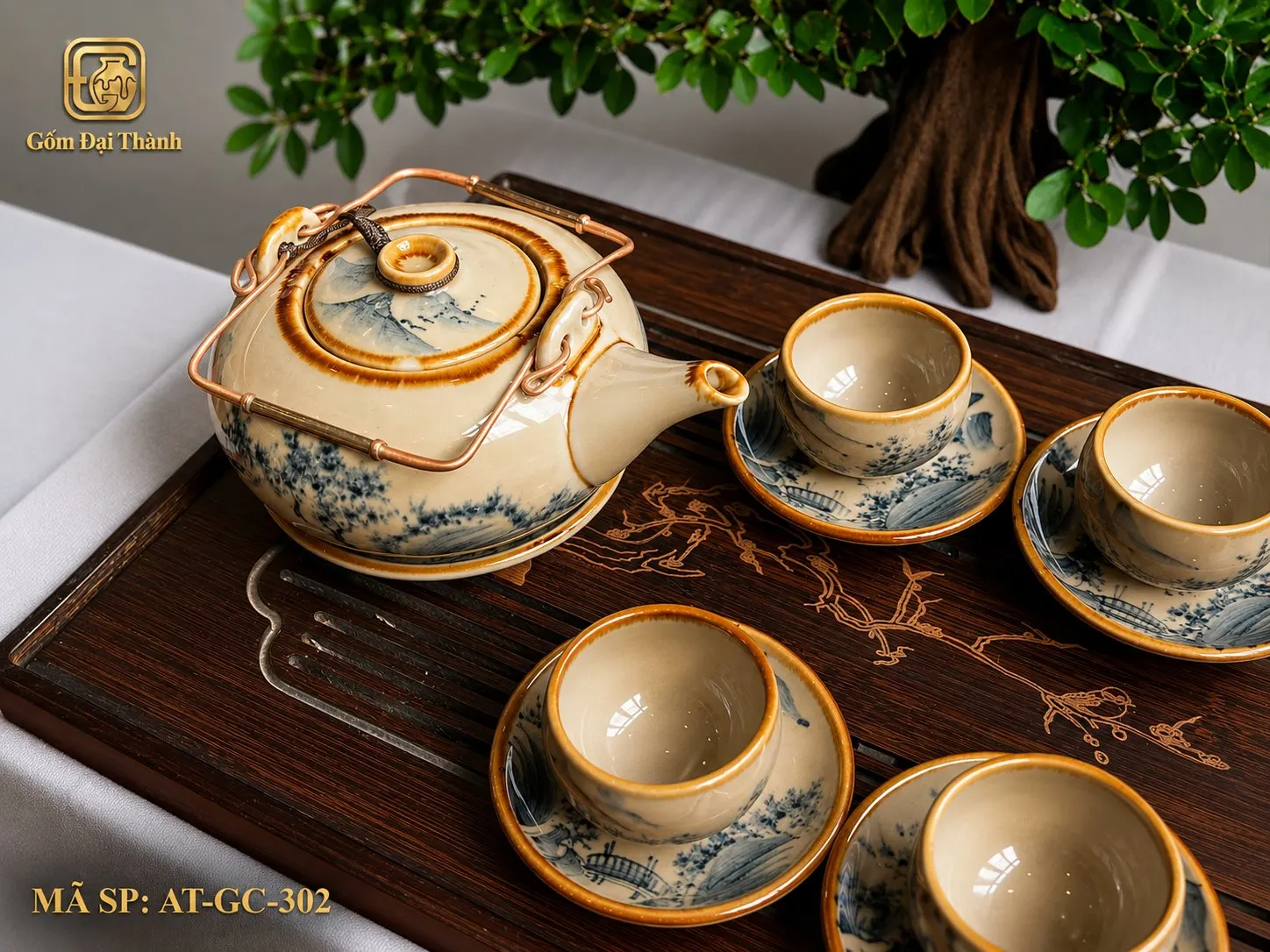 Bộ ấm chén giang tây sơn thủy giả cổ ảnh 3