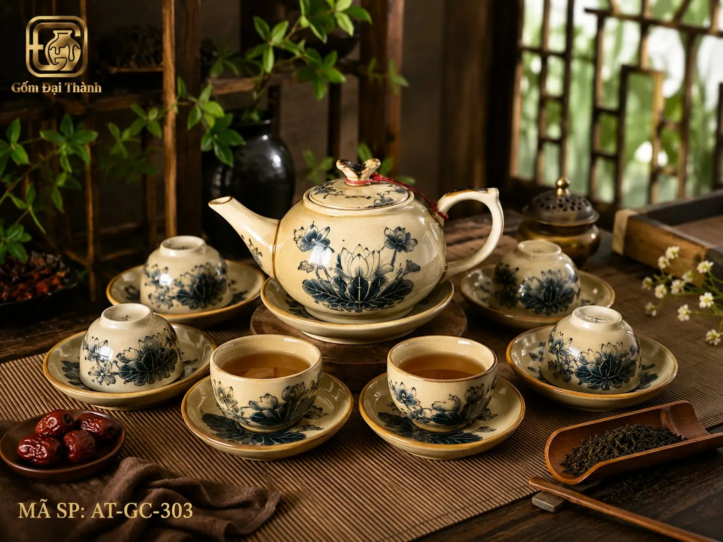 Bộ ấm chén chuồn khoai vẽ tay giả cổ ảnh 4