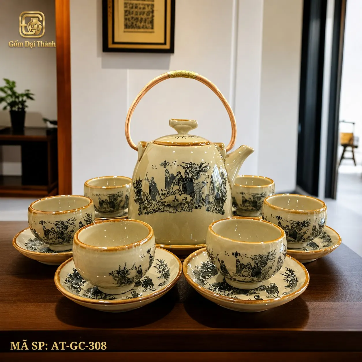 Bộ ấm chén trúc lâm siêu giả cổ ảnh 4
