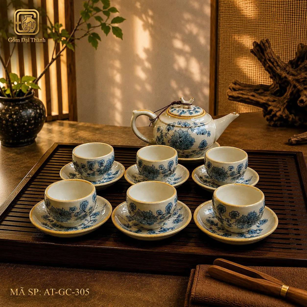 Bộ ấm chén hoa dây lơ giả cổ ảnh 4